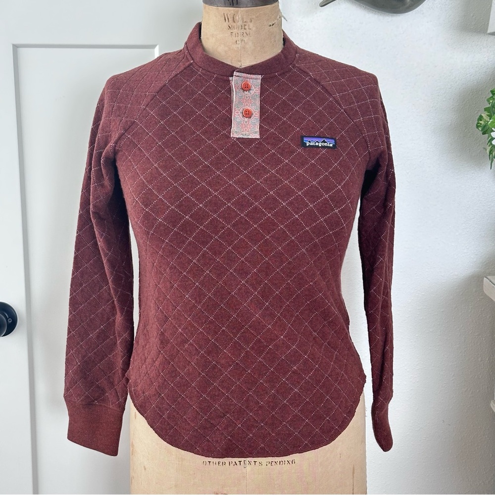 Patagonia wool quilted Rust Henley Shirt Sweater